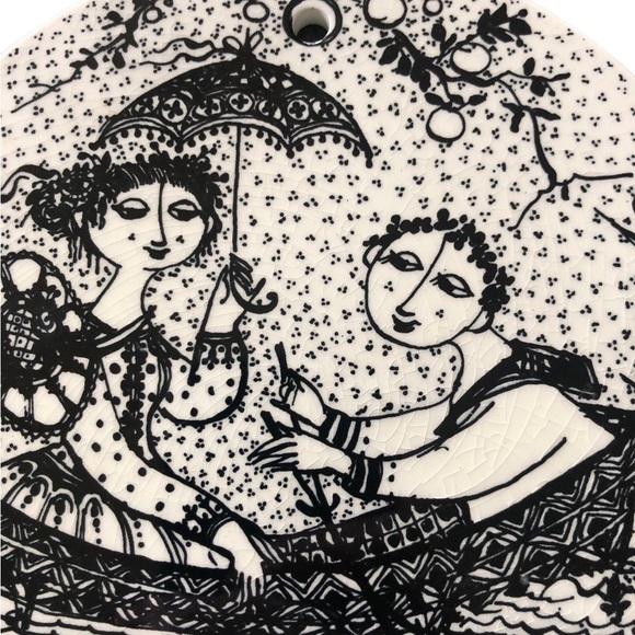 Bjorn Wiinblad Plate~Birthday Plate ~Wall Plate Danish Black White Plate Ceramic - Picture 2 of 3